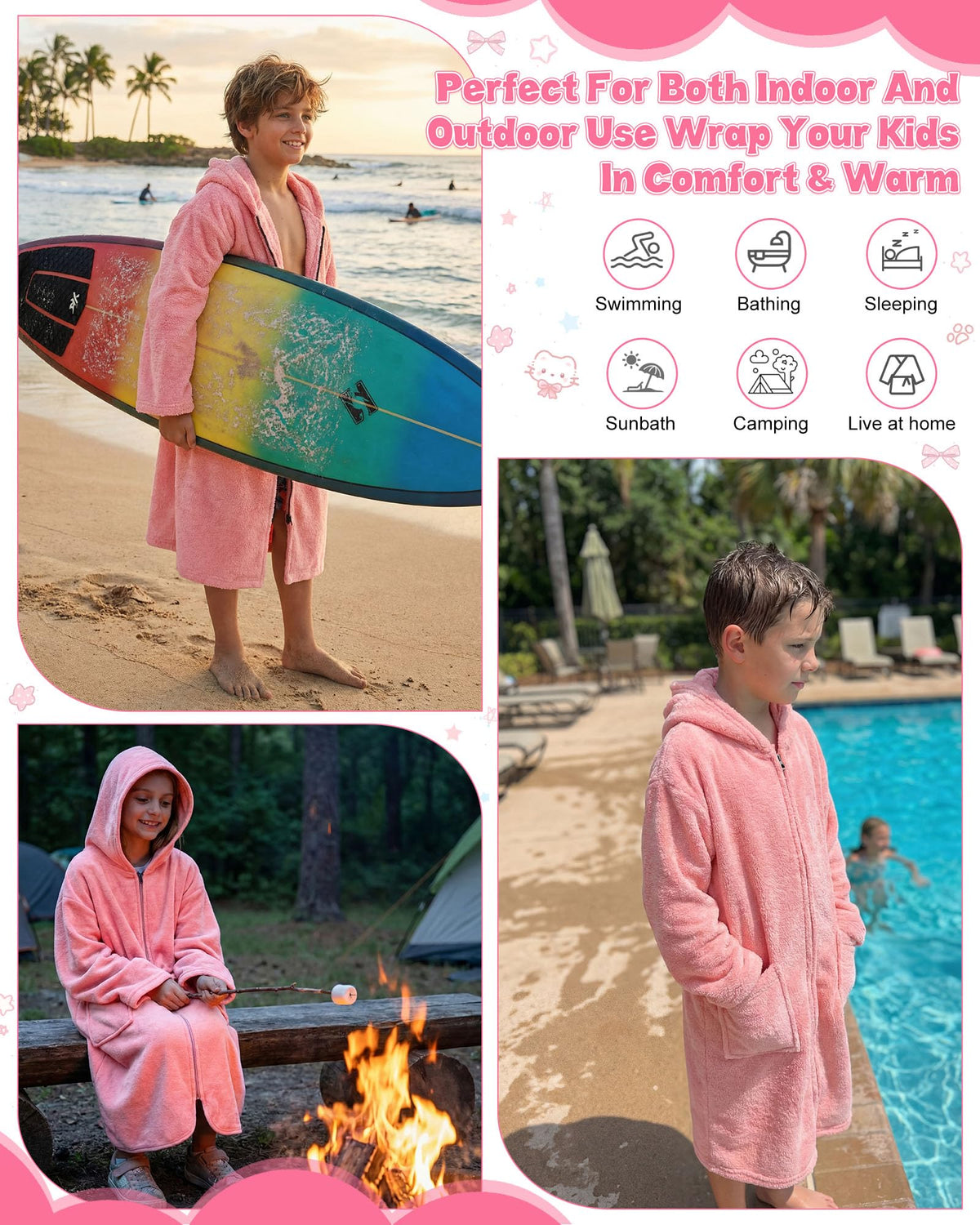 Cutecrop quick-dry absorbent towel robe keeps kids warm.