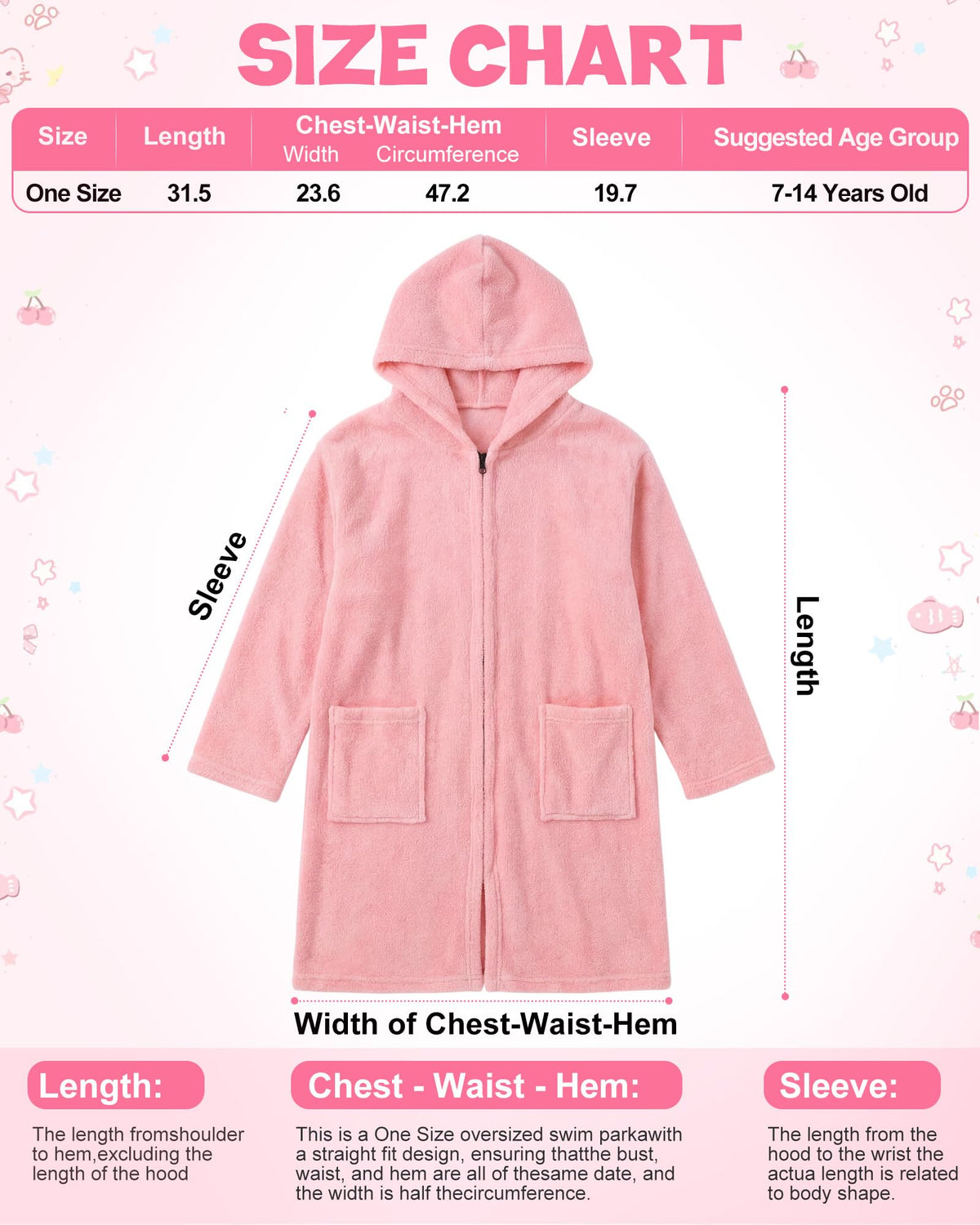 Cutecrop swim poncho in coral fleece, absorbs moisture quickly after pool time.