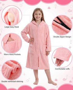 Cutecrop zipper hooded towel for kids, easy on and off.
