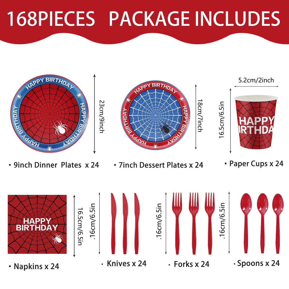Cutedog spider birthday dessert plates 7inch add coordinated, leak-resistant dessert service.