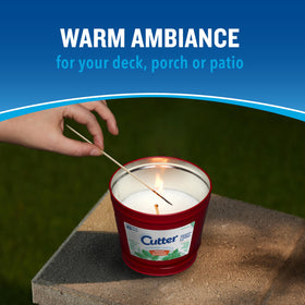 Cutter Candle on an outdoor table setting enhancing evening atmosphere.
