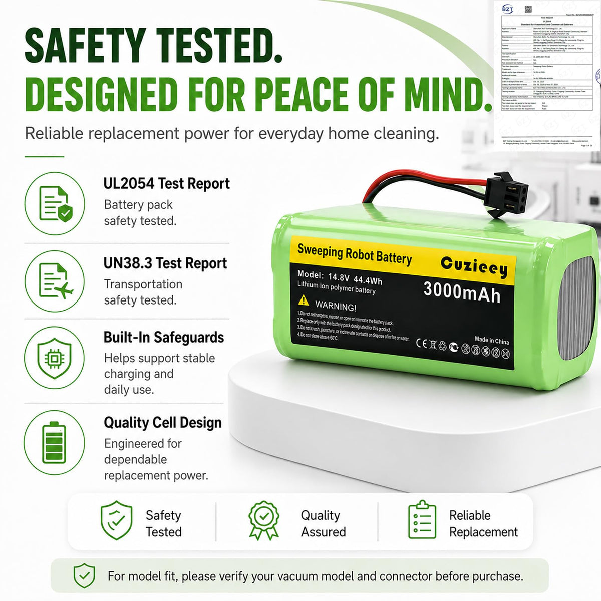 Screwdriver included for quick two-minute installation of the replacement battery.