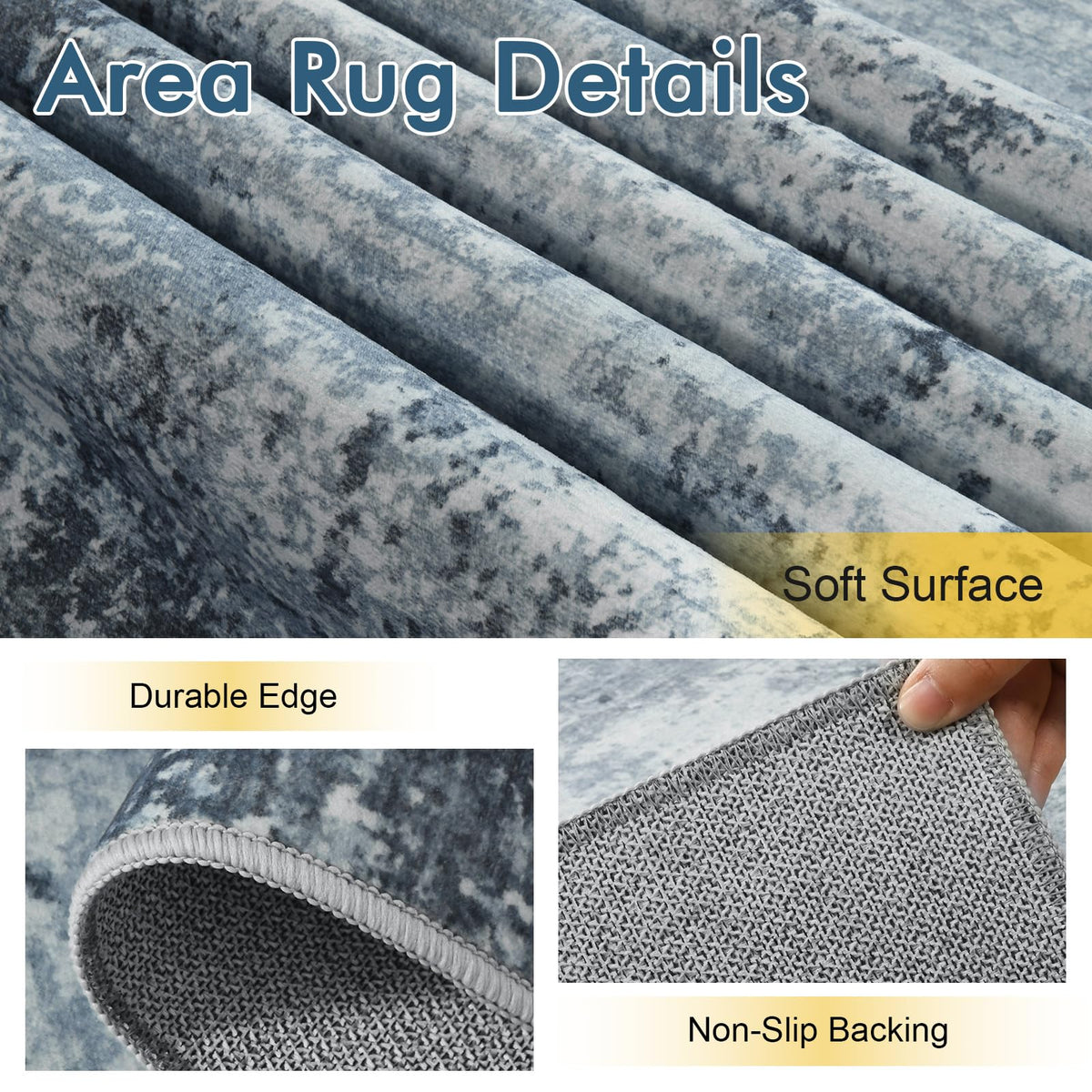 Cuzwlovita blue abstract rug foldable design for convenient storage