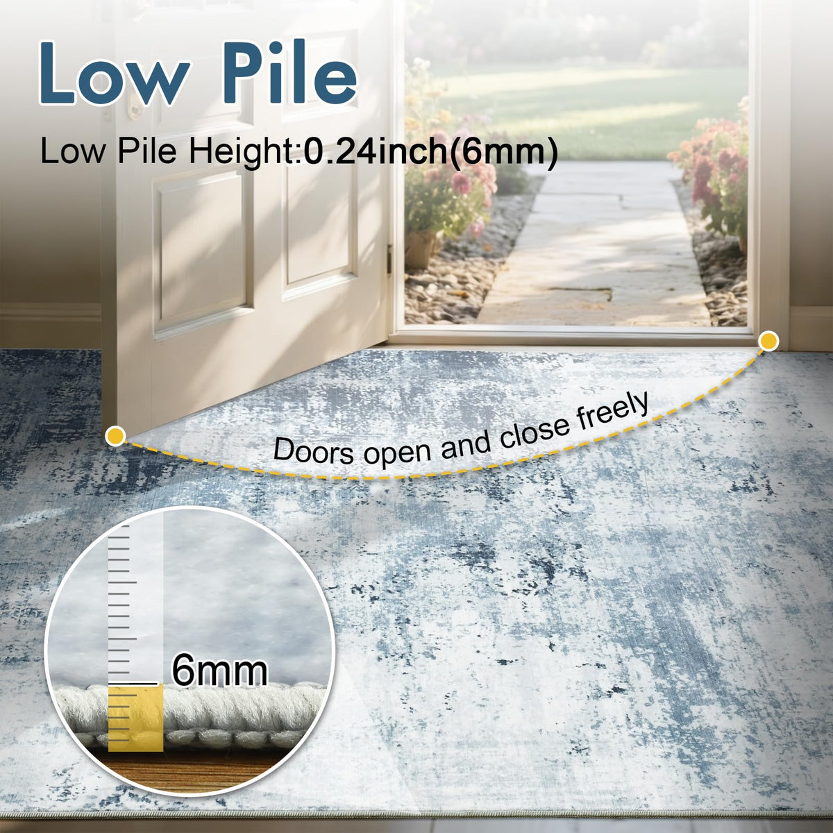 Cuzwlovita blue abstract rug kids and pets friendly for busy homes