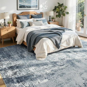 Cuzwlovita blue abstract rug anti-slip underside keeps it in place