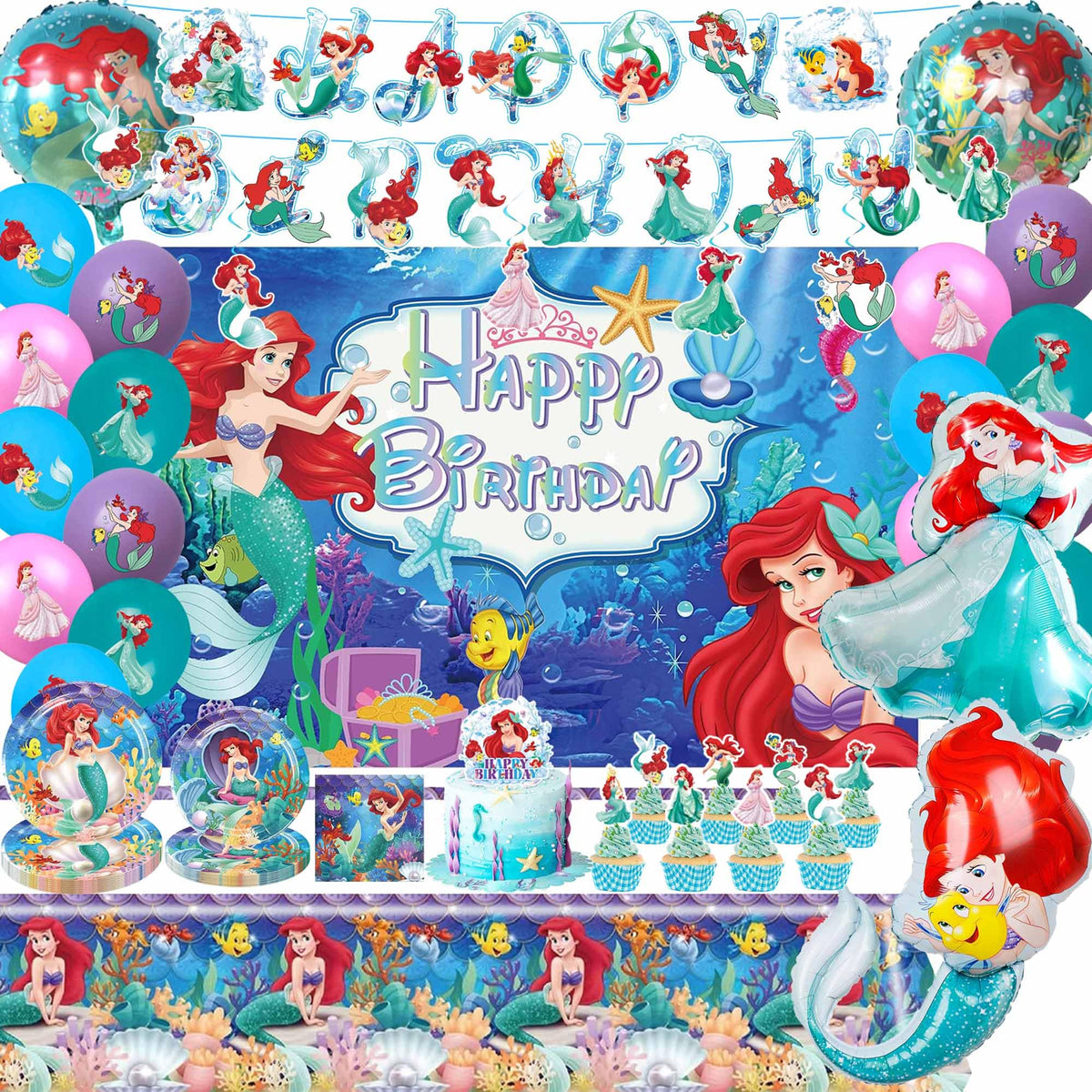 CVCXFParty underwater princess banner creates a festive birthday backdrop.