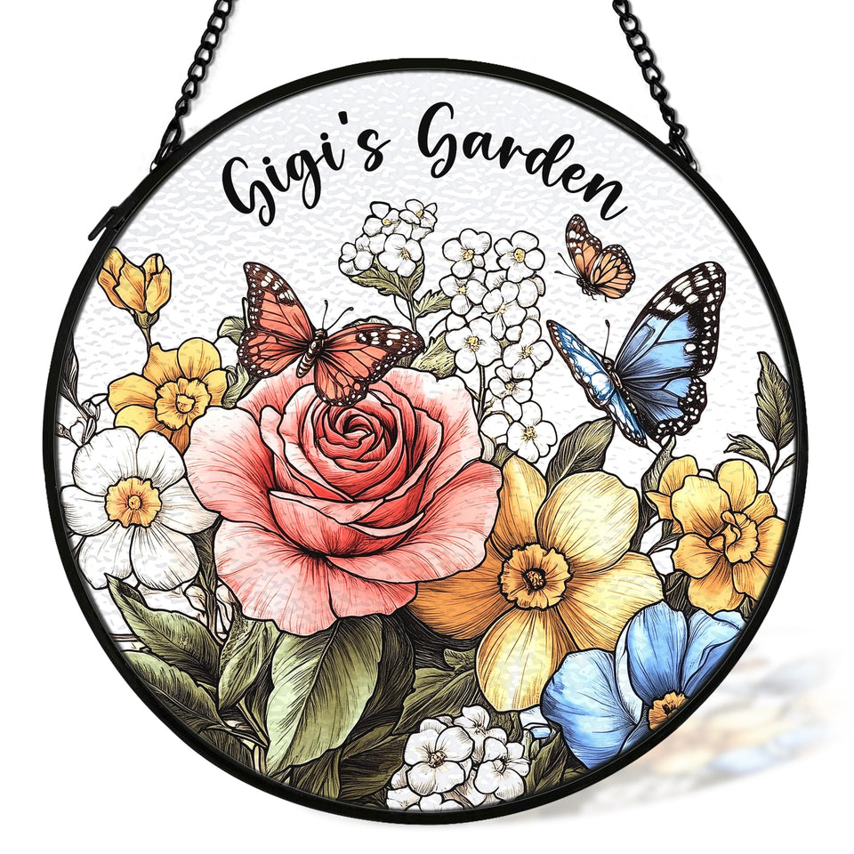 cvjutf Gigi Gifts suncatcher round window hanging in sunlight, rich colors