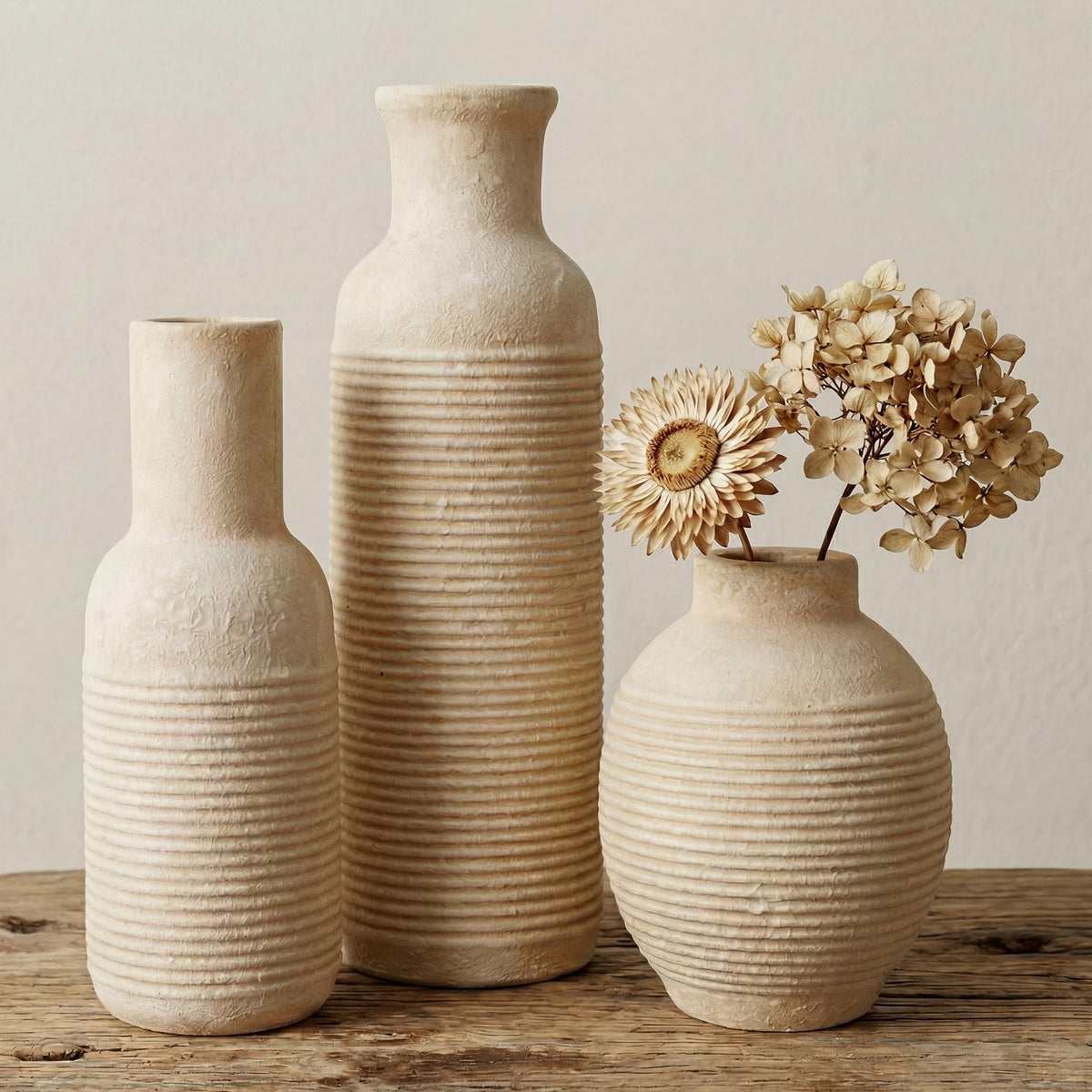 CWFutwell Rustic Farmhouse Vase Set large vase centerpiece with dried florals