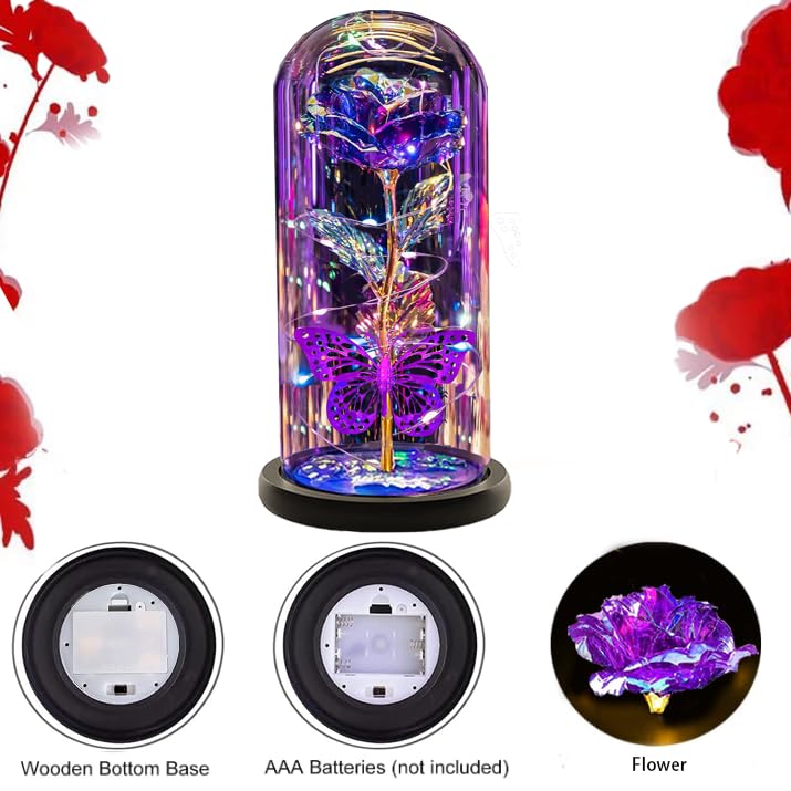 Cwmyqjyzymx Eternal Rose with light in purple adds ambiance to decor