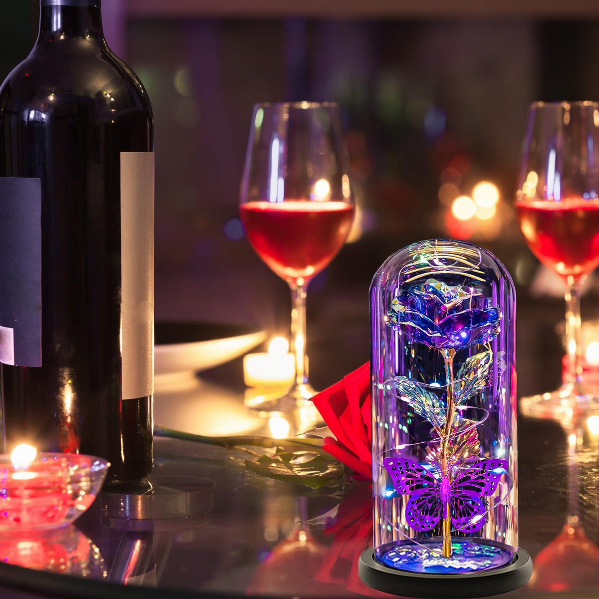 Cwmyqjyzymx Glass dome rose decor brightens shelves and tabletops