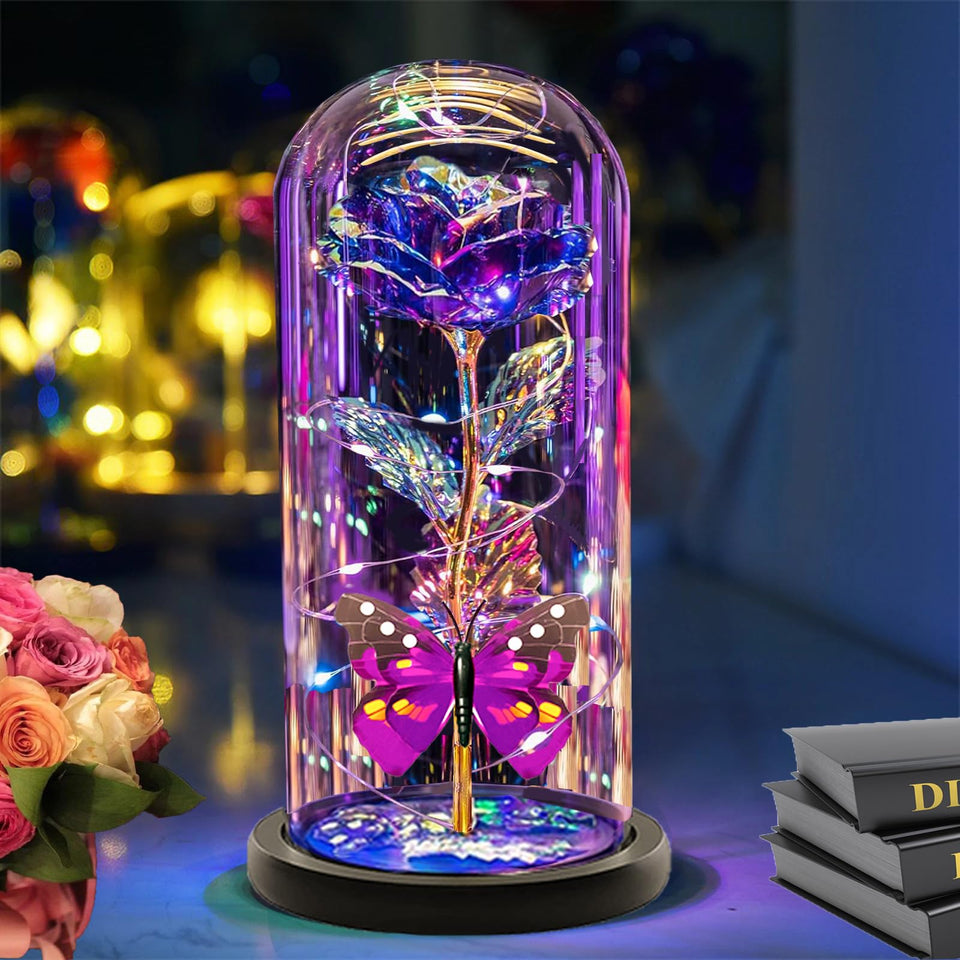 Cwmyqjyzymx light up rose in glass dome brightens a shelf with a gentle glow