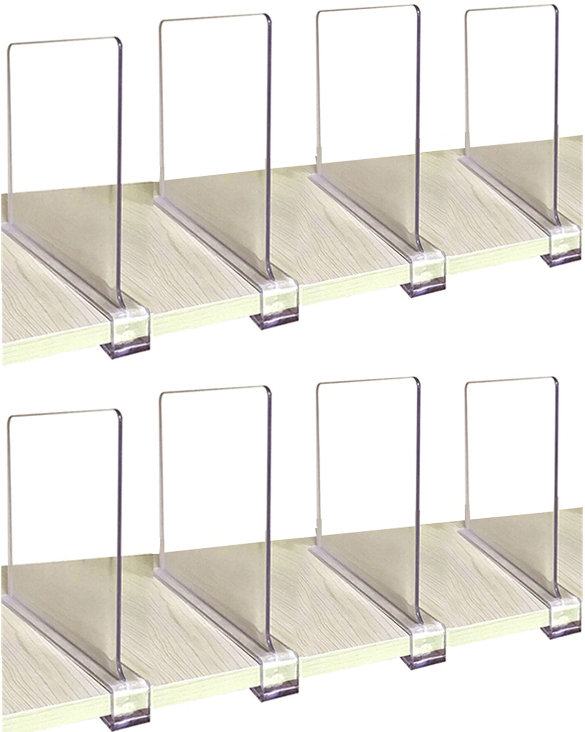 CY craft shelf dividers on wood shelves for tidy, visible organization