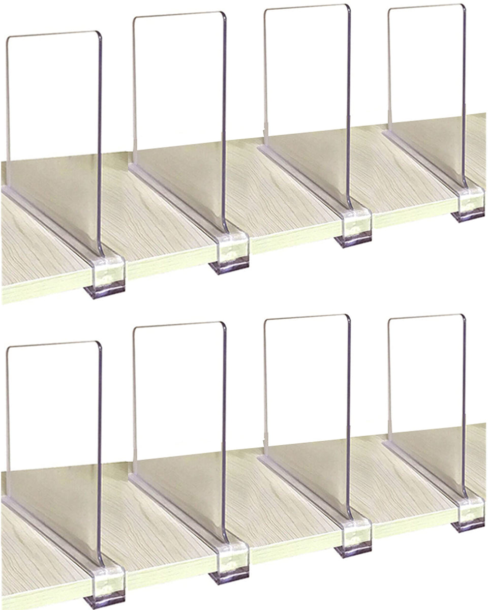 CY craft shelf dividers on wood shelves for tidy, visible organization