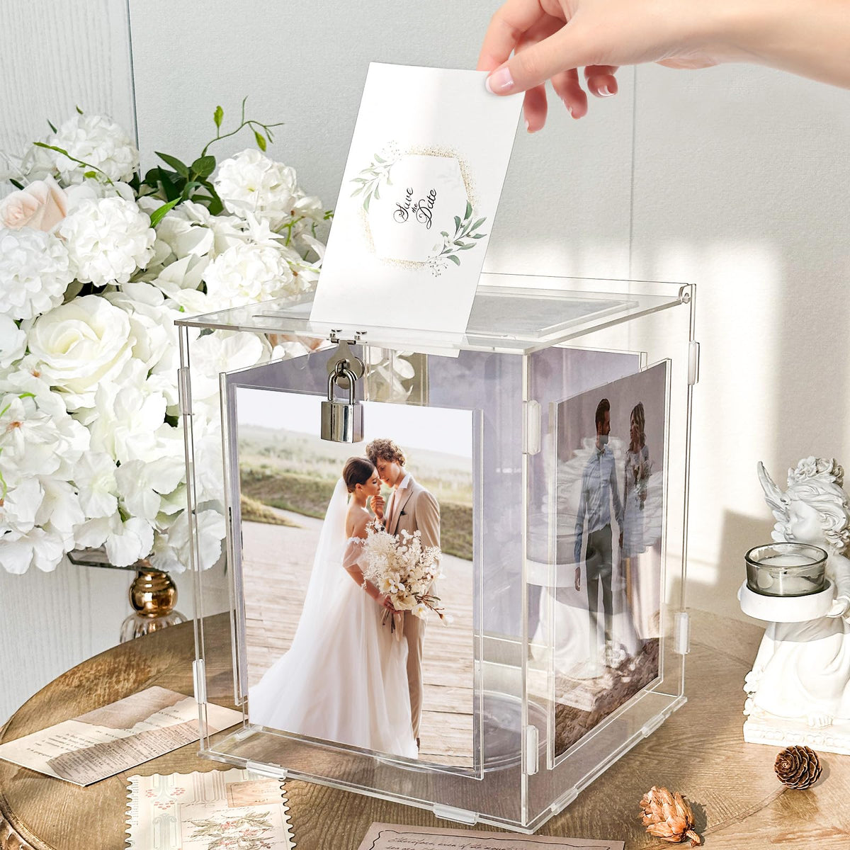CYAOOI card box rotating-tray detail shows engaging photo frames from every angle.