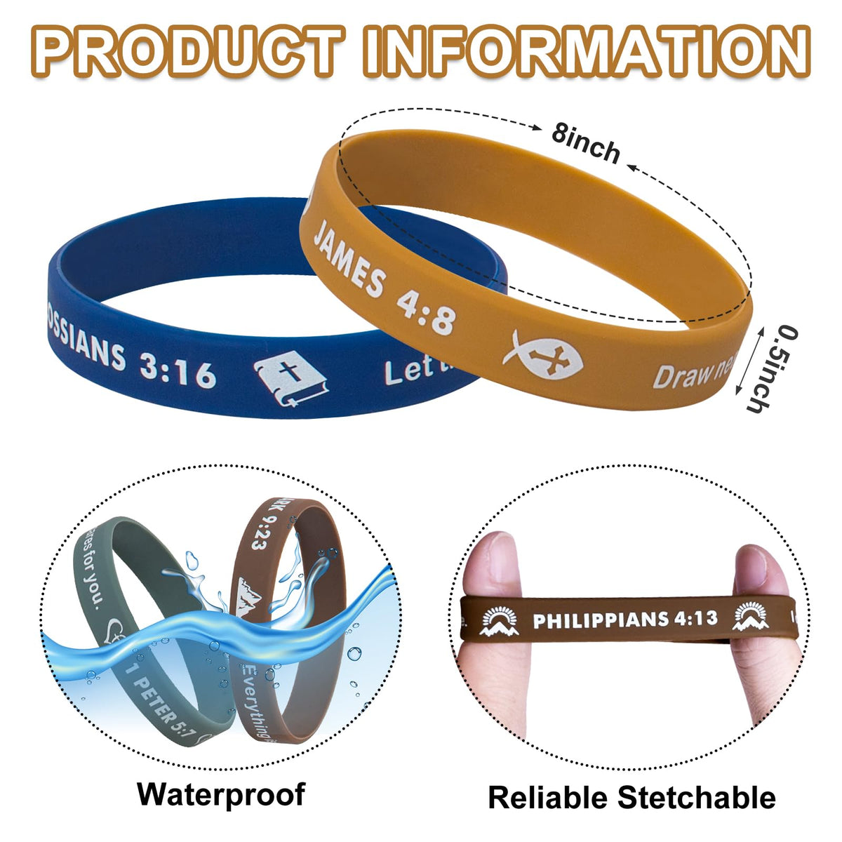 CYCLUSIVE Bible wristbands offer soft, lightweight wear for daily use.