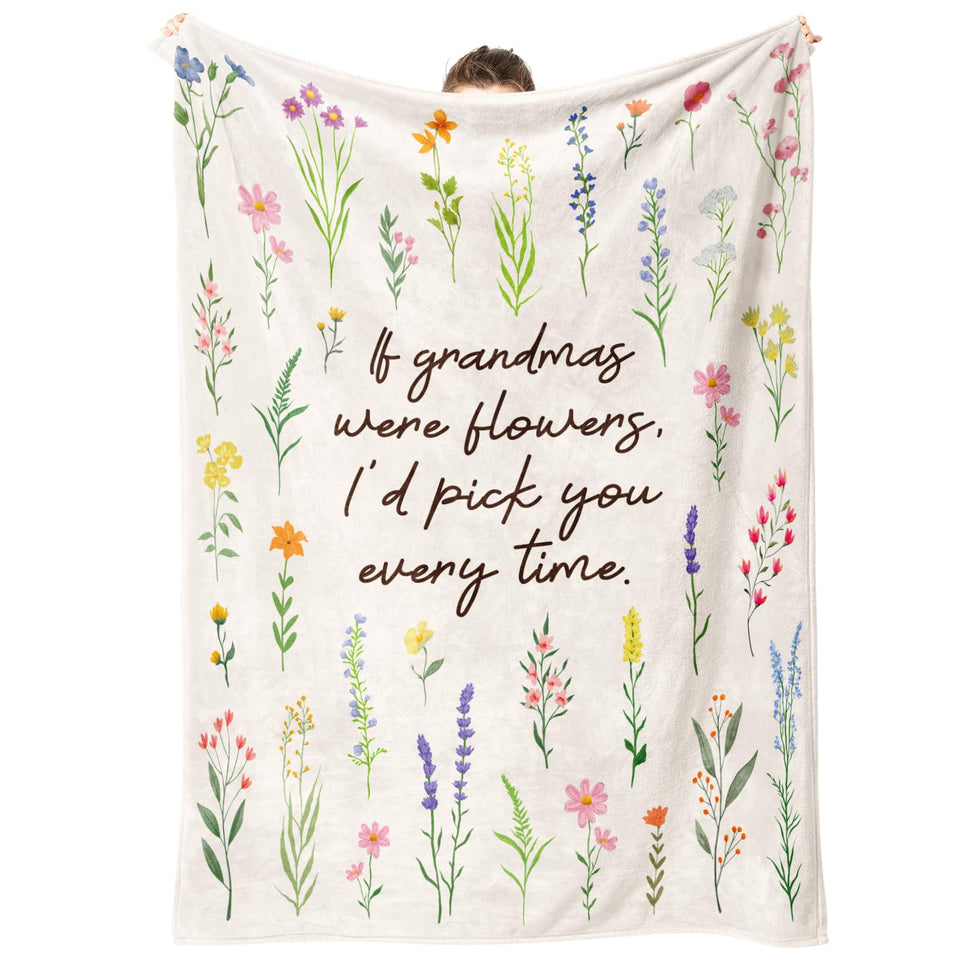 Cylitmer grandma floral blanket 50x60 draped over sofa for cozy evenings