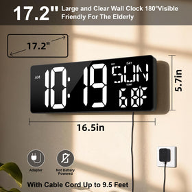 CYMHCHL 17-2-inch LED display provides clear, quick time checks.