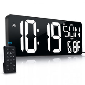 CYMHCHL large digital wall clock with remote control for easy operation across rooms.