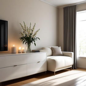 CYS EXCEL vase on a dining table as a modern minimalist centerpiece.