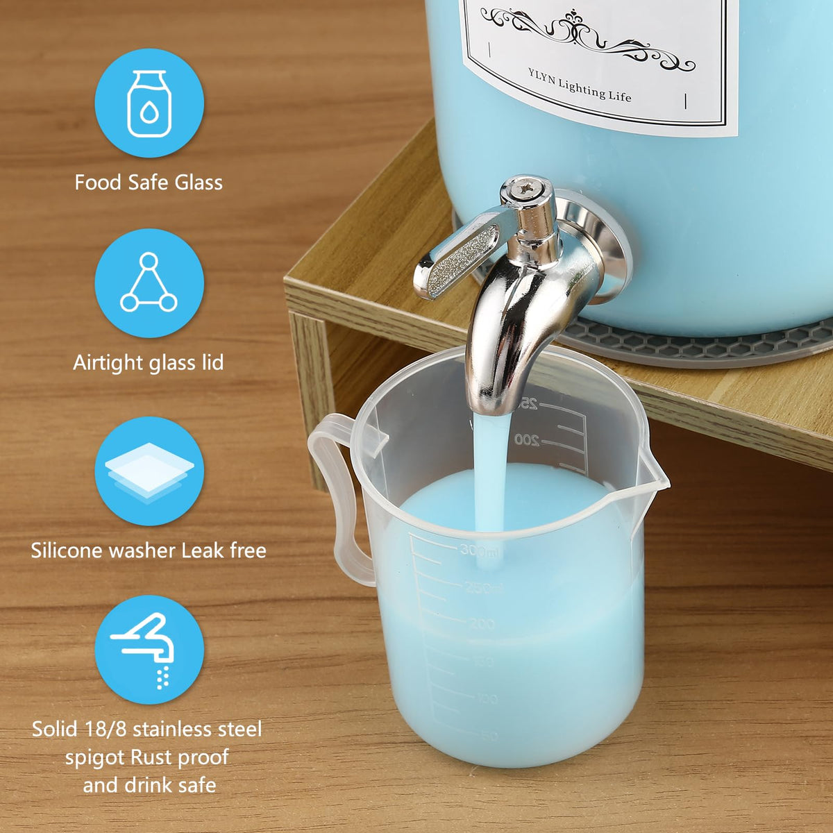 CYYKDA bamboo stand and spigots keep detergents neatly displayed and accessible