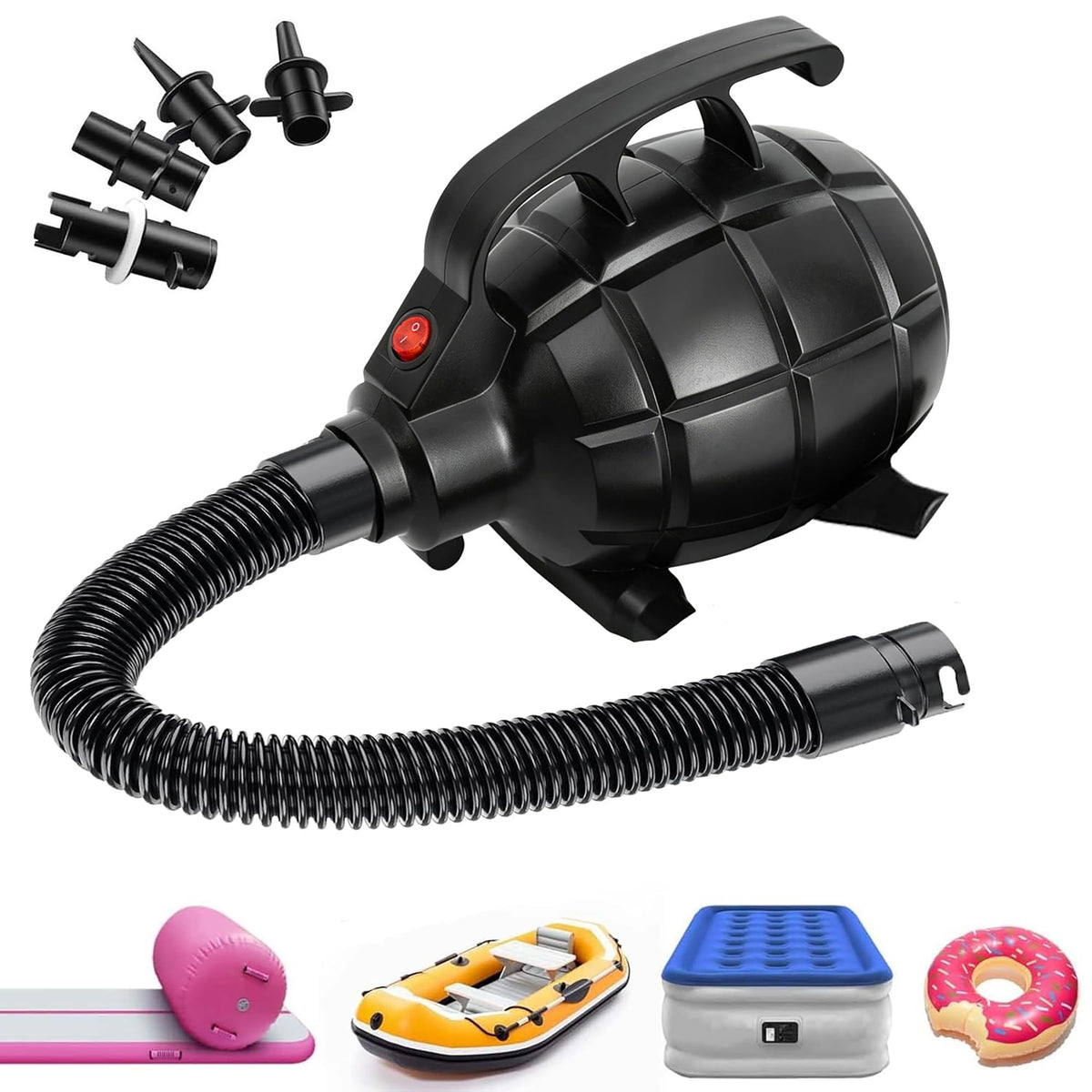 CZGBRO electric air pump with four nozzles for versatile inflating tasks