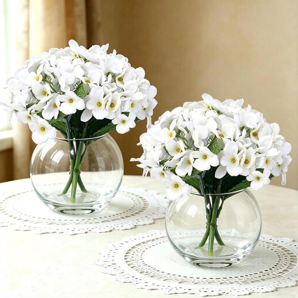 CZWBE hydrangea artificial flowers in glass vase with real-touch blooms for elegant table décor.