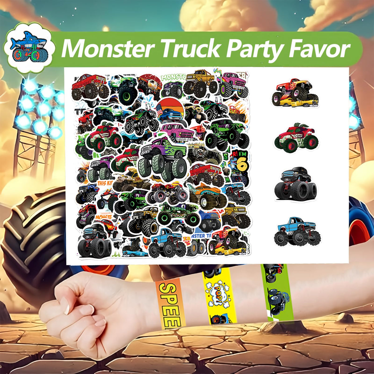 CZWXOXO DIY stickers featuring monster trucks for personalized décor.