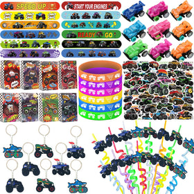 CZWXOXO monster truck slap bracelets in bright colors for party favors.