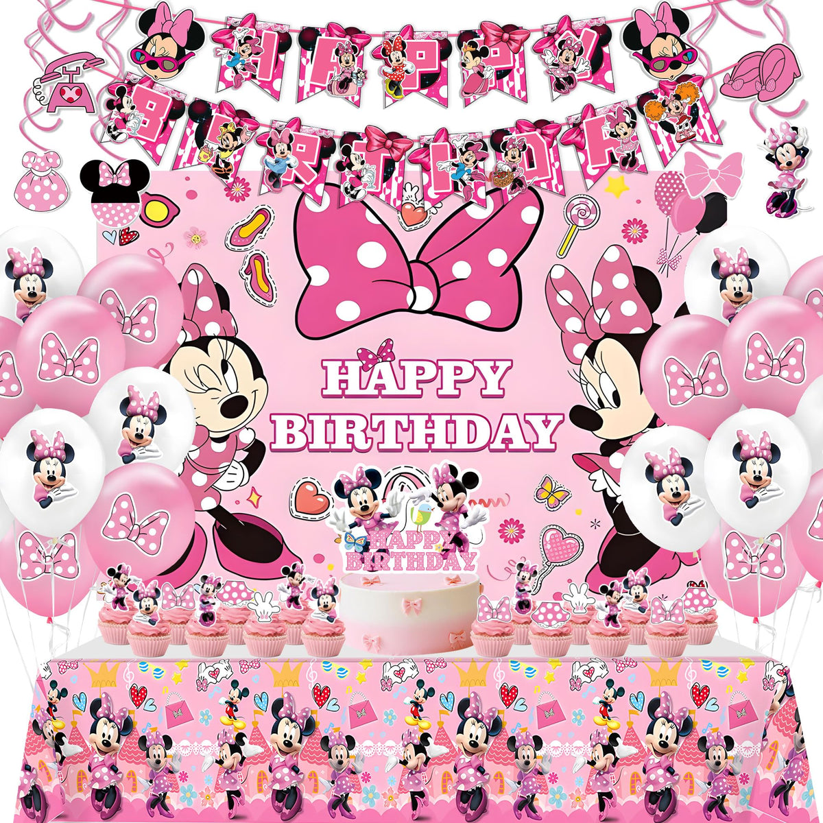 DaeSichi Minnie banner for a cheerful birthday party decor
