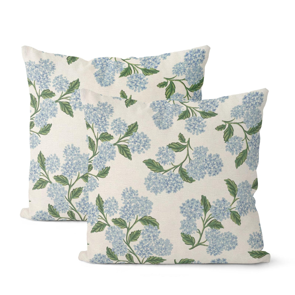 DAFENA navy blue hydrangea pillow cover adds fresh living room color