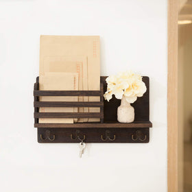 Dahey floating shelf offers convenient spot for mail and small items.