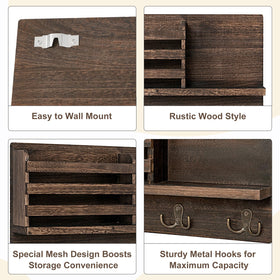 Dahey four double hooks hold keys, wallets, and leashes within reach.