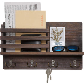 Dahey wall mounted mail holder with wooden key rack for organized entryway storage.