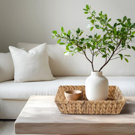 DAICOLAD large wicker basket empty on a shelf for versatile storage.
