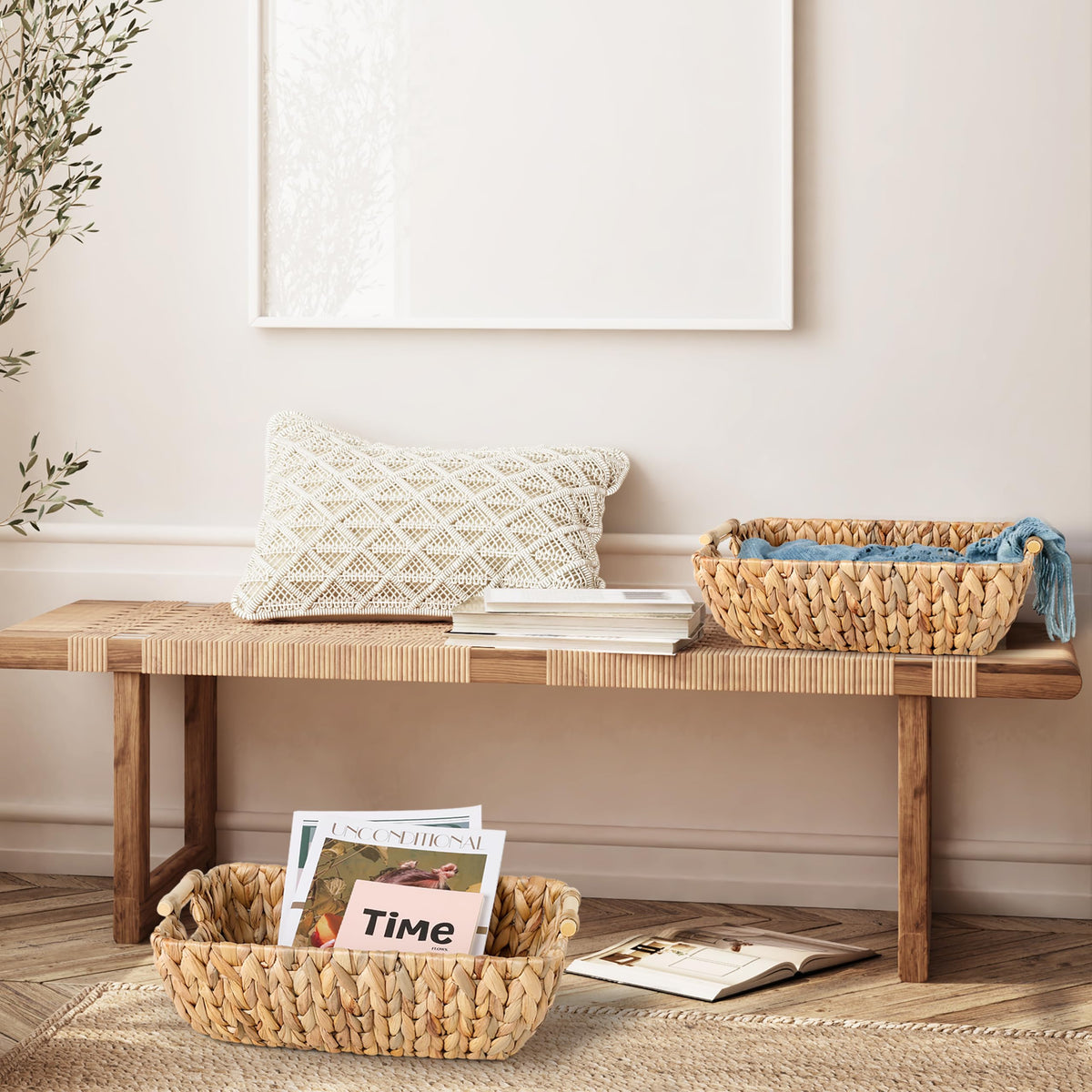 DAICOLAD dresser organizer with natural weave, adds style and function.