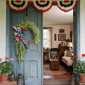 Daifunli Memorial Day wreath suitable for covered outdoor spaces.
