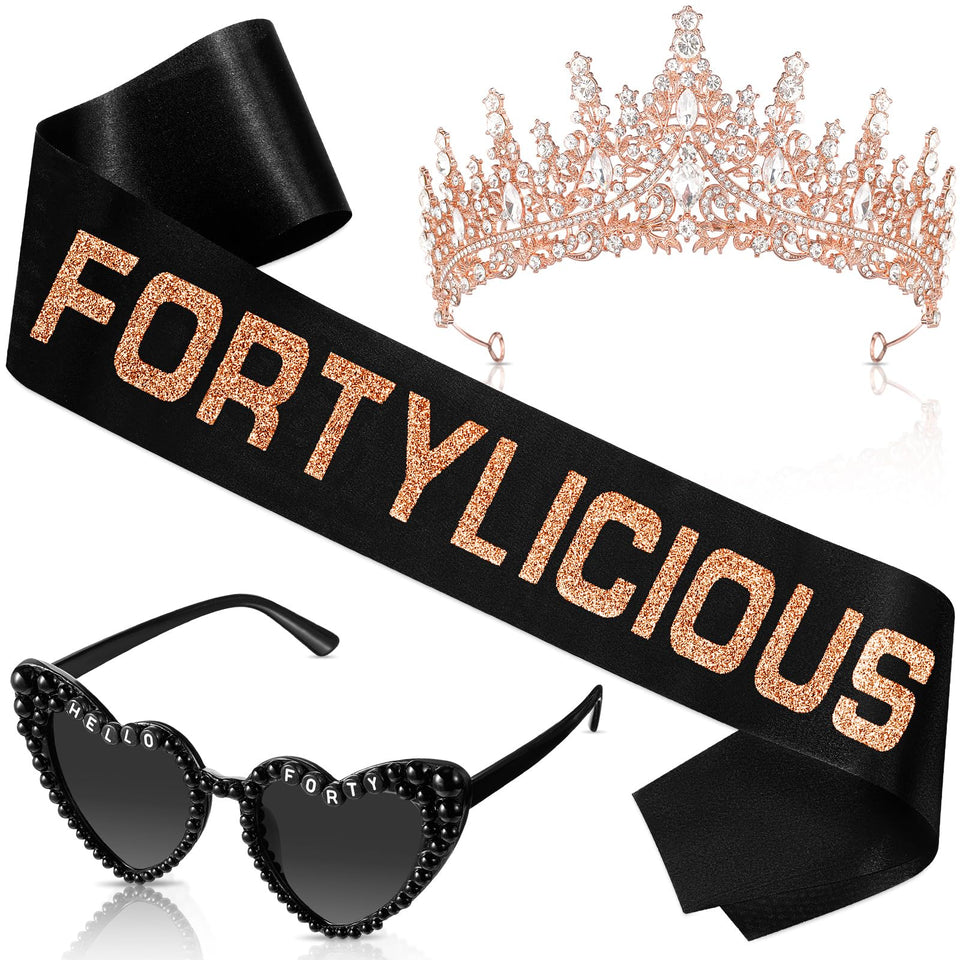 Daifunli rose gold sash for a stylish 40th birthday celebration.