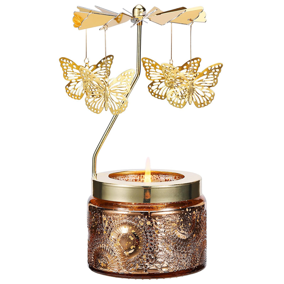 DAISRED butterfly rotating candle front view with spinning blades for ambient decor