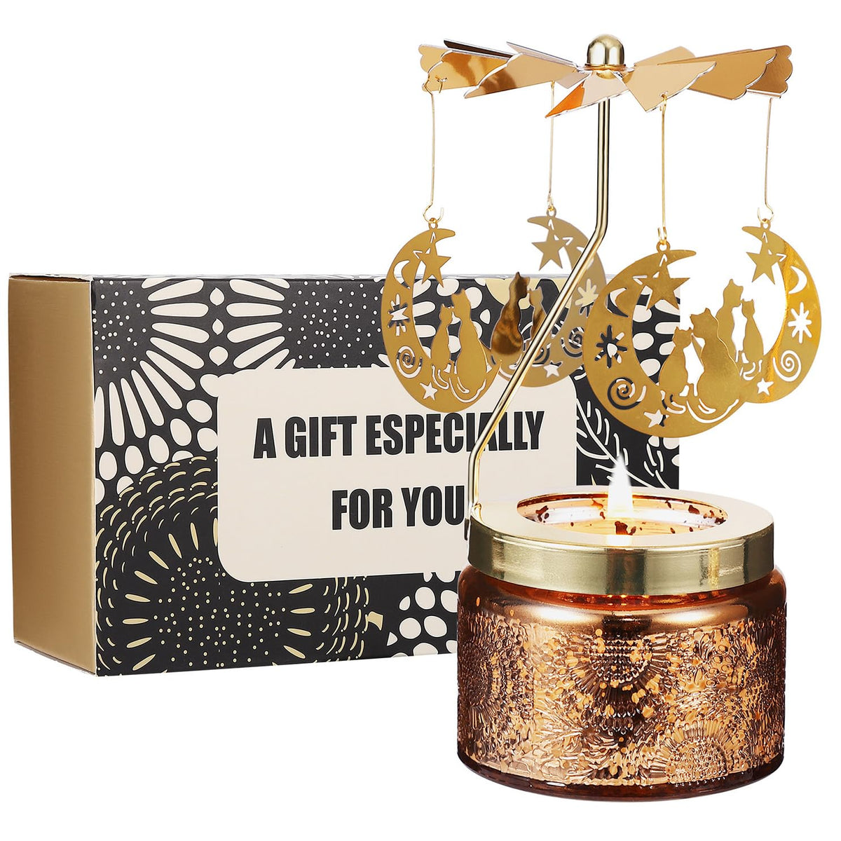 DAISRED cat candle gift packaging ready for Christmas or birthdays.