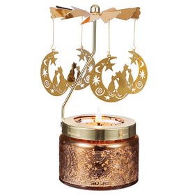 DAISRED cat candle moon design with rotating blades creates a cozy ambiance.