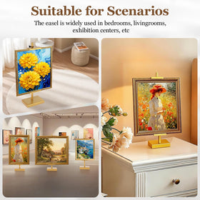 Dakewang gold picture easel base 5x3 inches supports small frames securely.