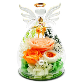 DAKEYUN preserved rose inside an angel statue for elegant home décor