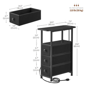 DALEMHOME compact depth fits tight spaces beside sofa or bed.