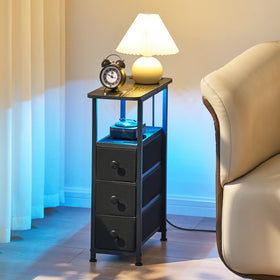 DALEMHOME compact table showing two drawers and open shelves for organized storage.