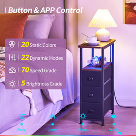 DALEMHOME end table showing LED lighting options for ambient color control