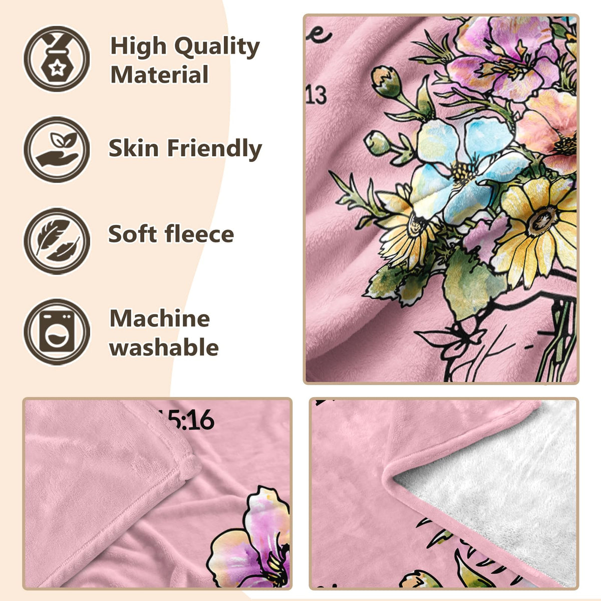 Damaigiift floral scripture blanket ideal for baptisms and religious occasions