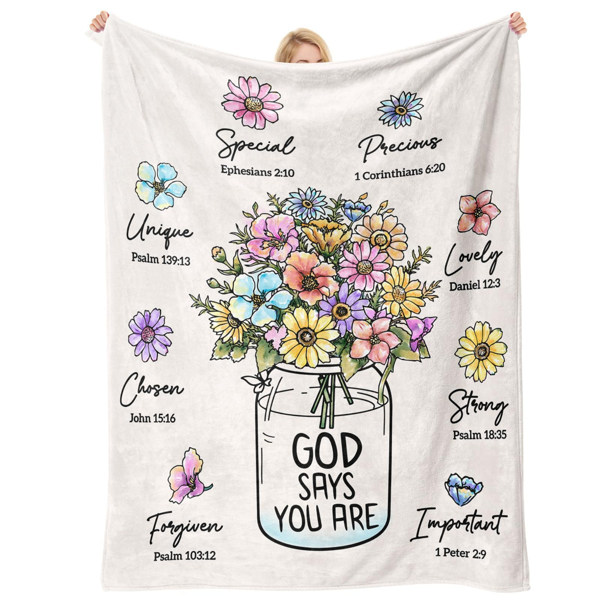 Damaigiift Christian blanket with flowers for daily encouragement and warmth