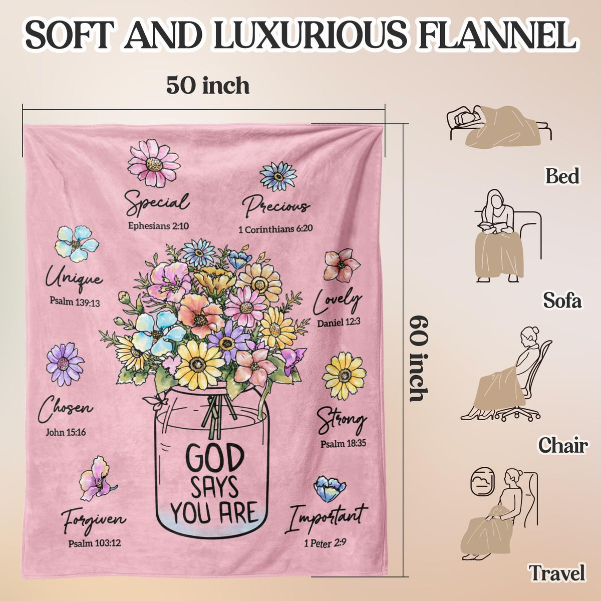 Damaigiift blanket for Mother's Day or special occasions with flowers