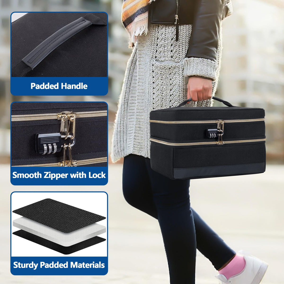 Damero discreet storage measures 12 by 9 by 7 inches for versatility.