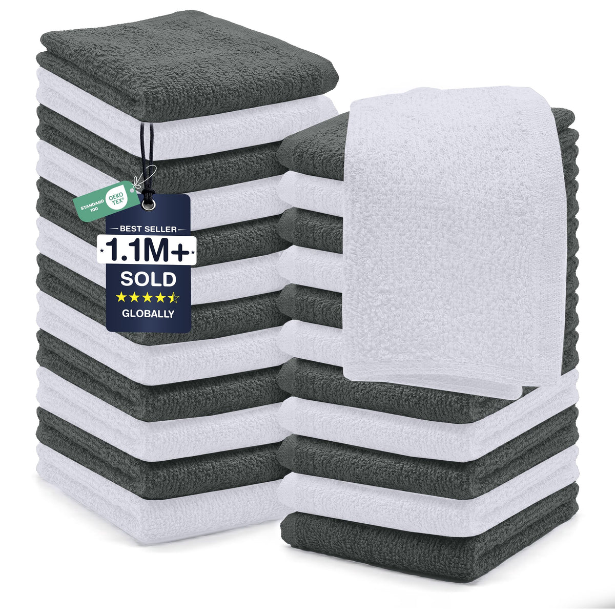 DAN RIVER washcloths 24-pack: absorbent cotton texture for daily use.